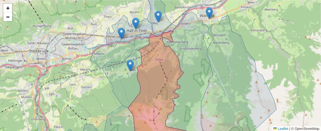 Karte des Postleitzahlen Bereichs  und der umliegenden Postleitzahlen in Deutschland