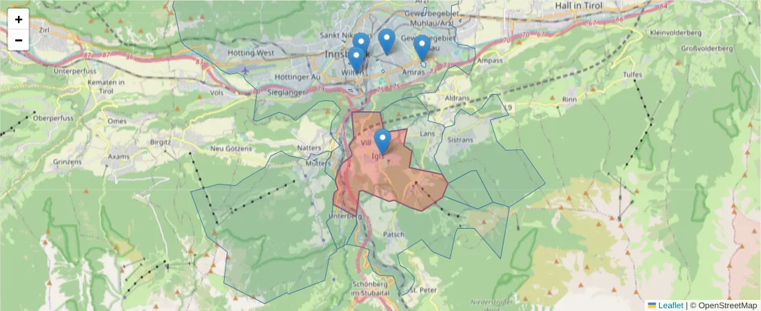 Karte des Postleitzahlen Bereichs  und der umliegenden Postleitzahlen in Deutschland