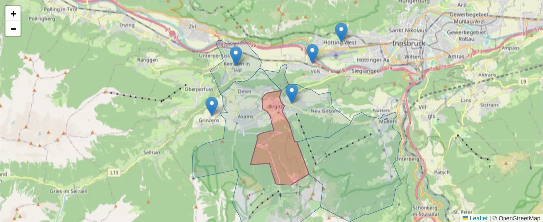 Karte des Postleitzahlen Bereichs  und der umliegenden Postleitzahlen in Deutschland