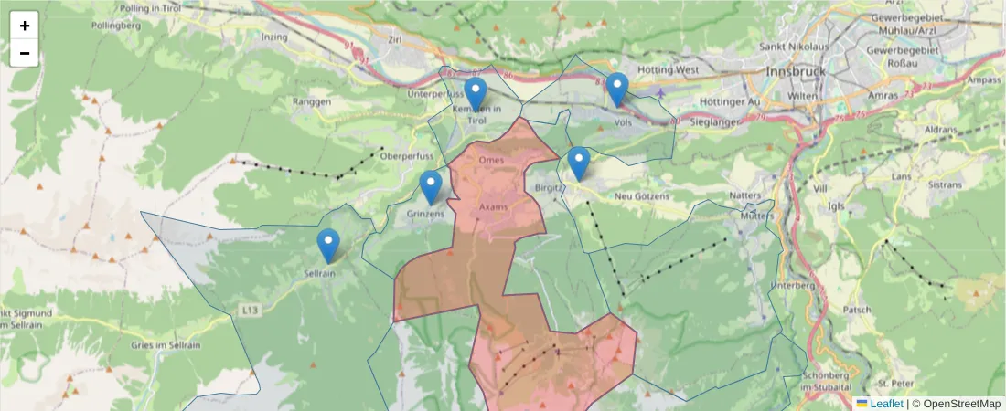 Karte des Postleitzahlen Bereichs  und der umliegenden Postleitzahlen in Deutschland
