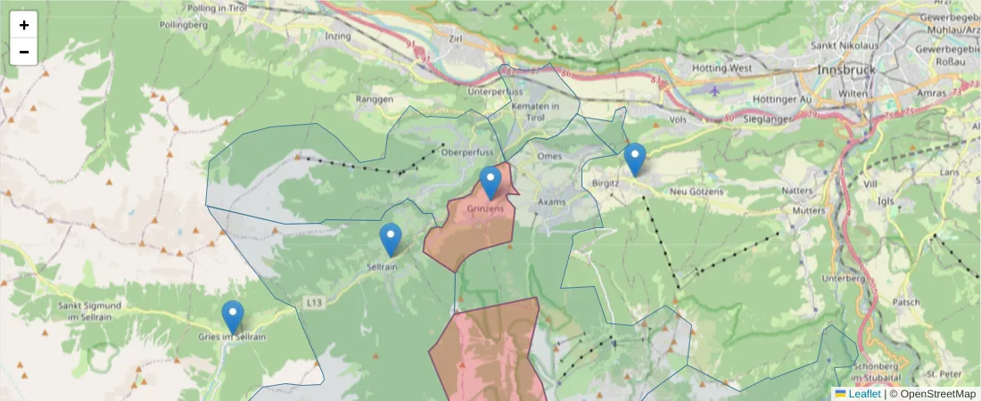 Karte des Postleitzahlen Bereichs  und der umliegenden Postleitzahlen in Deutschland