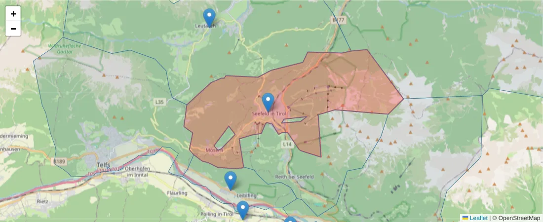Karte des Postleitzahlen Bereichs  und der umliegenden Postleitzahlen in Deutschland