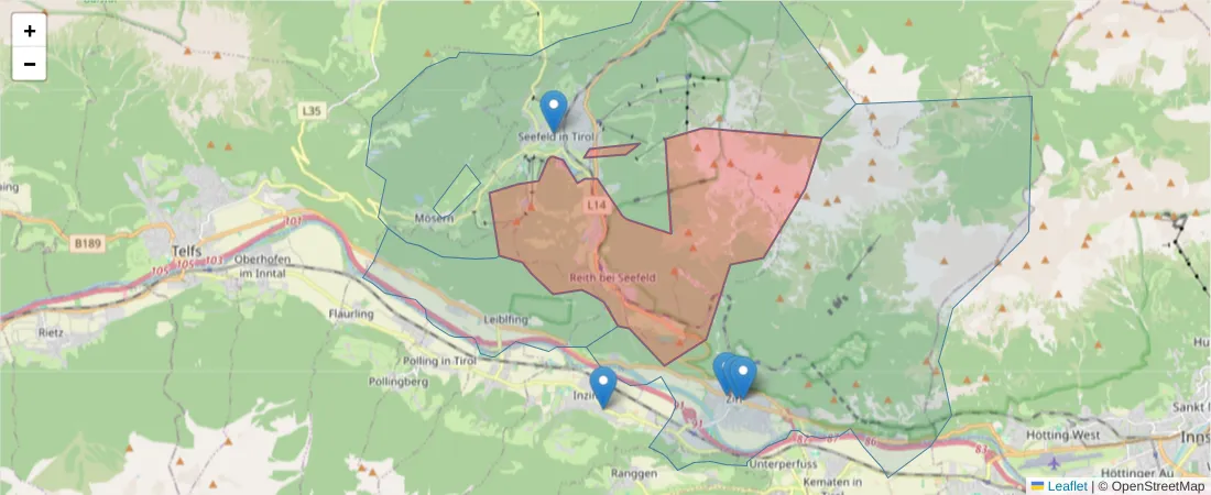 Karte des Postleitzahlen Bereichs  und der umliegenden Postleitzahlen in Deutschland