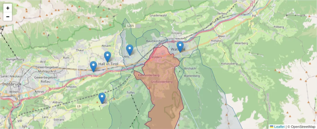 Karte des Postleitzahlen Bereichs  und der umliegenden Postleitzahlen in Deutschland