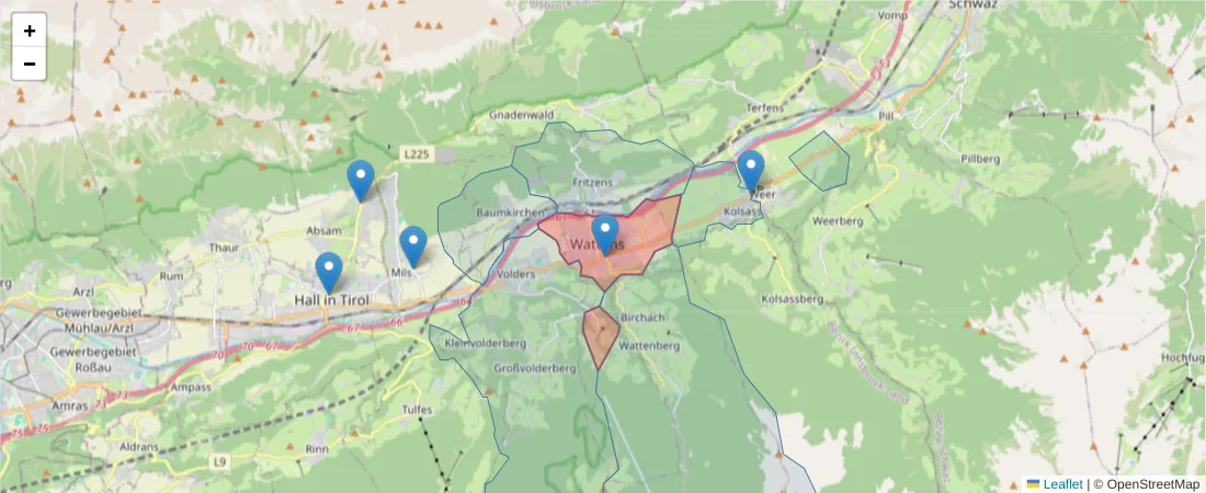 Karte des Postleitzahlen Bereichs  und der umliegenden Postleitzahlen in Deutschland