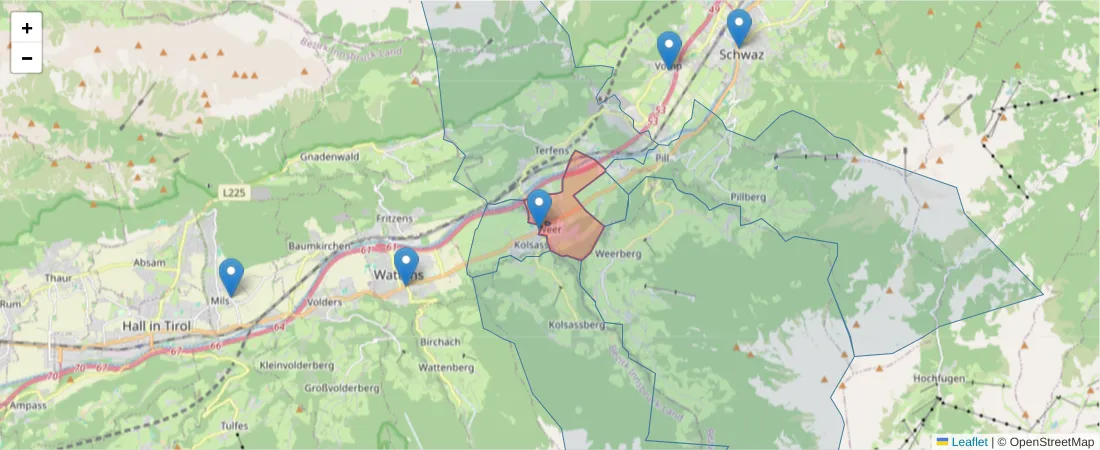 Karte des Postleitzahlen Bereichs  und der umliegenden Postleitzahlen in Deutschland