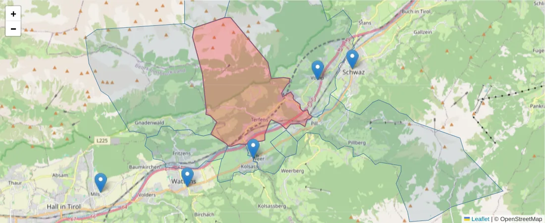 Karte des Postleitzahlen Bereichs  und der umliegenden Postleitzahlen in Deutschland
