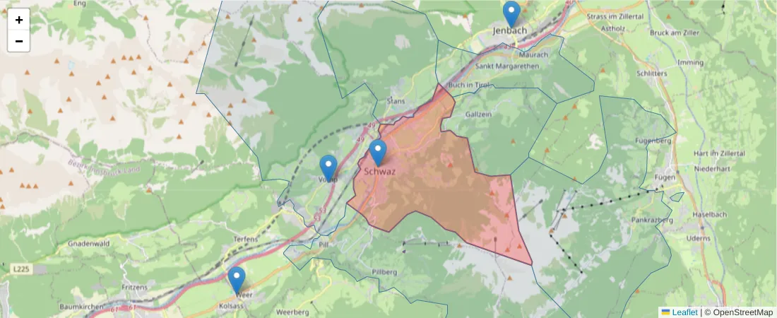 Karte des Postleitzahlen Bereichs  und der umliegenden Postleitzahlen in Deutschland