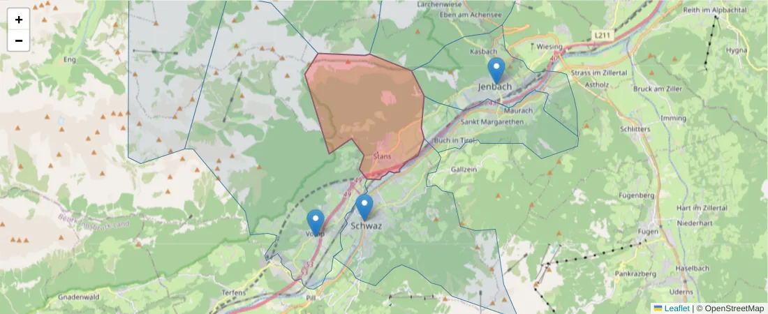 Karte des Postleitzahlen Bereichs  und der umliegenden Postleitzahlen in Deutschland