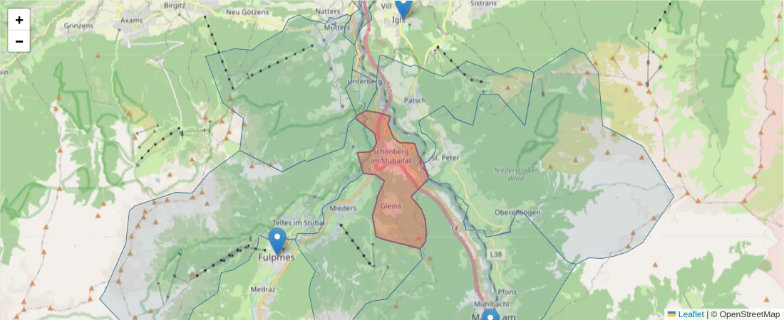 Karte des Postleitzahlen Bereichs  und der umliegenden Postleitzahlen in Deutschland