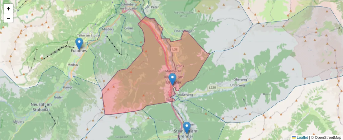 Karte des Postleitzahlen Bereichs  und der umliegenden Postleitzahlen in Deutschland