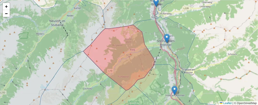 Karte des Postleitzahlen Bereichs  und der umliegenden Postleitzahlen in Deutschland