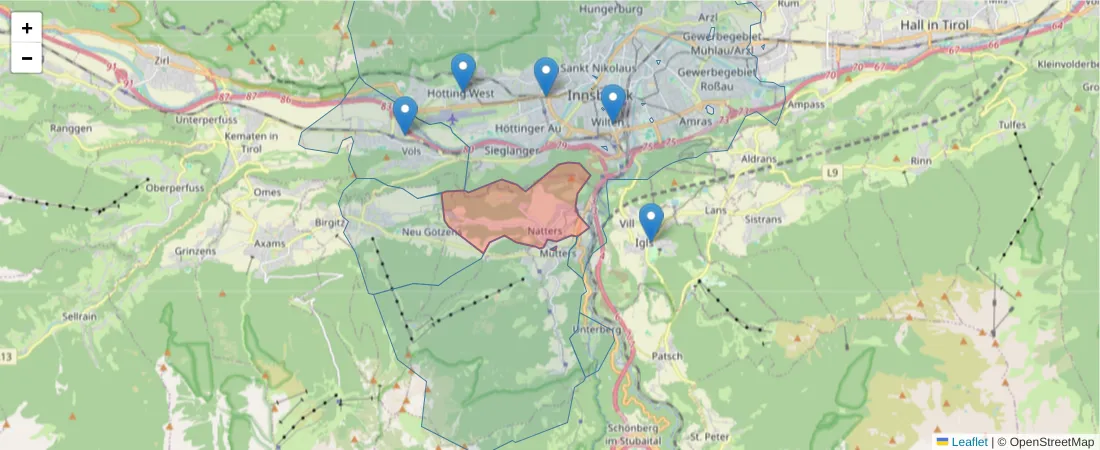 Karte des Postleitzahlen Bereichs  und der umliegenden Postleitzahlen in Deutschland