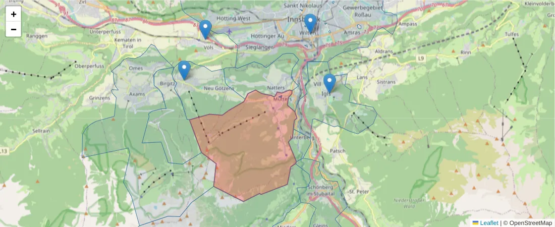 Karte des Postleitzahlen Bereichs  und der umliegenden Postleitzahlen in Deutschland