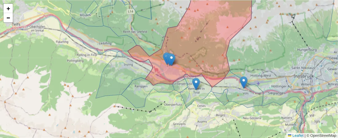Karte des Postleitzahlen Bereichs  und der umliegenden Postleitzahlen in Deutschland