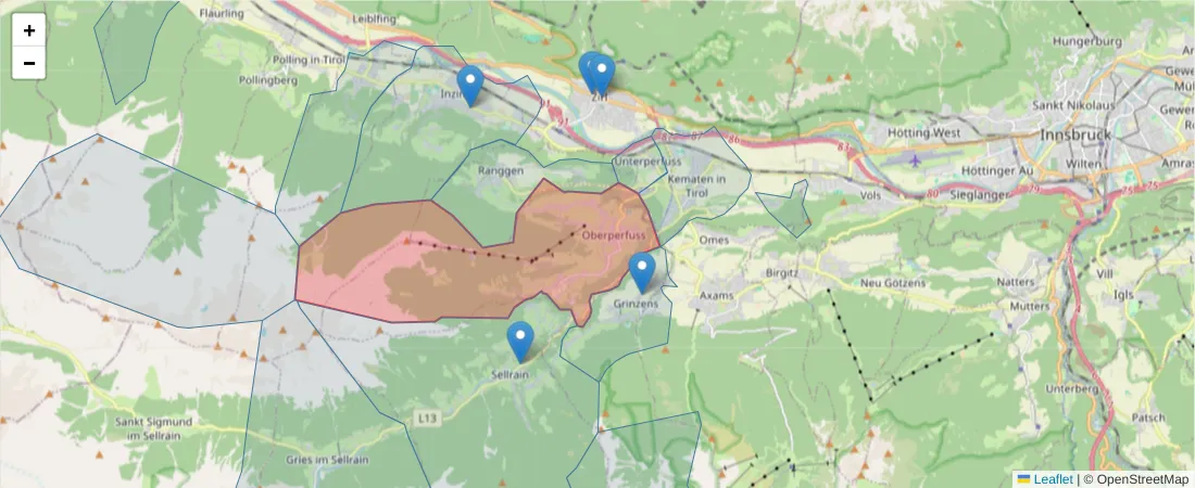 Karte des Postleitzahlen Bereichs  und der umliegenden Postleitzahlen in Deutschland