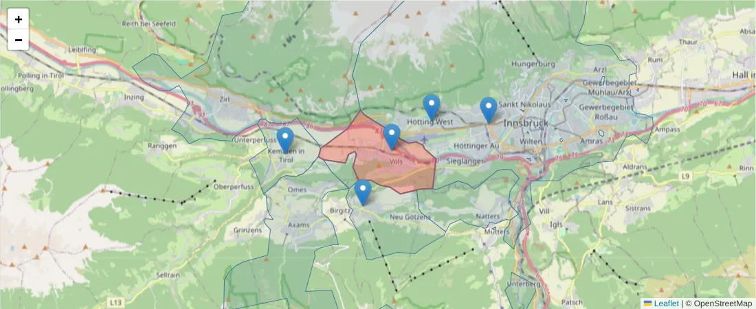 Karte des Postleitzahlen Bereichs  und der umliegenden Postleitzahlen in Deutschland