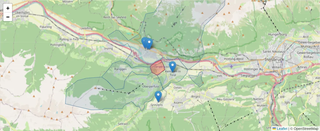 Karte des Postleitzahlen Bereichs  und der umliegenden Postleitzahlen in Deutschland