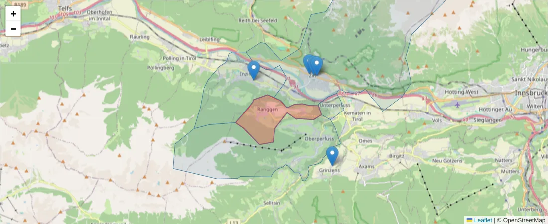 Karte des Postleitzahlen Bereichs  und der umliegenden Postleitzahlen in Deutschland