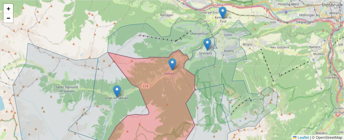Karte des Postleitzahlen Bereichs  und der umliegenden Postleitzahlen in Deutschland