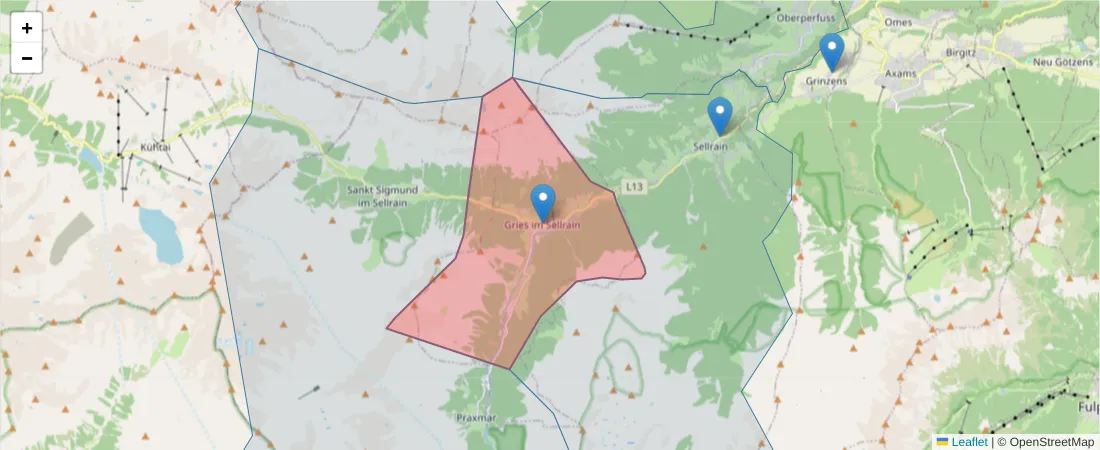 Karte des Postleitzahlen Bereichs  und der umliegenden Postleitzahlen in Deutschland