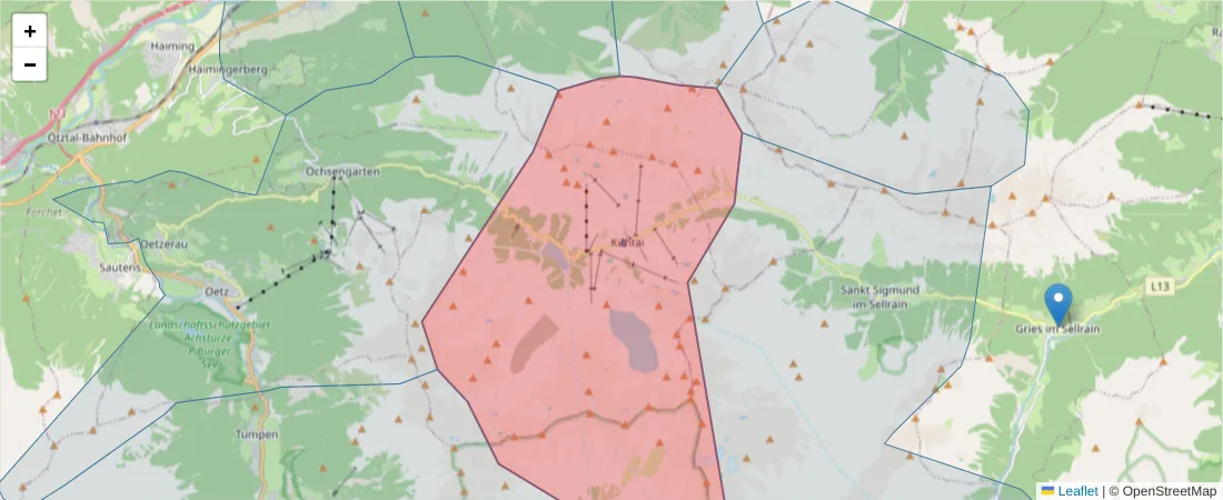 Karte des Postleitzahlen Bereichs  und der umliegenden Postleitzahlen in Deutschland