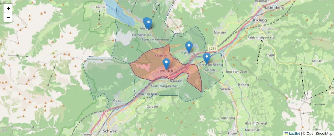Karte des Postleitzahlen Bereichs  und der umliegenden Postleitzahlen in Deutschland