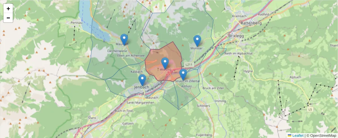 Karte des Postleitzahlen Bereichs  und der umliegenden Postleitzahlen in Deutschland