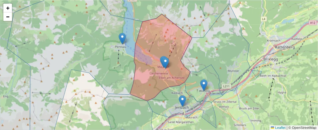 Karte des Postleitzahlen Bereichs  und der umliegenden Postleitzahlen in Deutschland