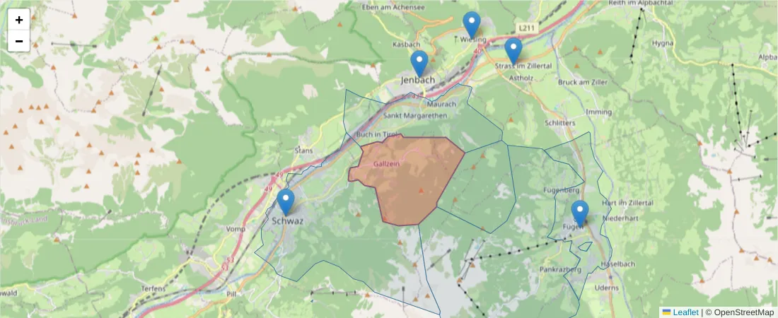 Karte des Postleitzahlen Bereichs  und der umliegenden Postleitzahlen in Deutschland