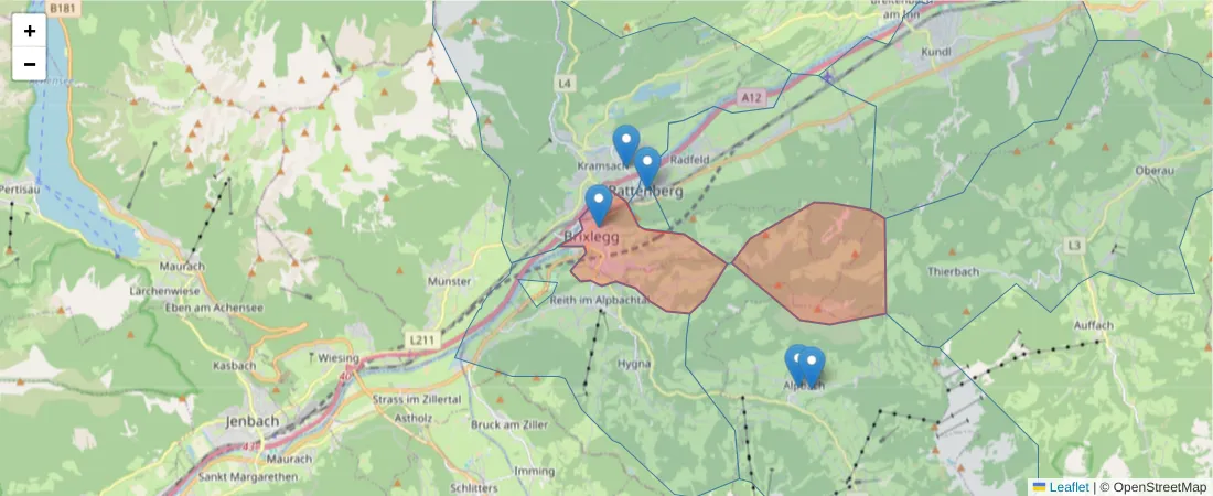 Karte des Postleitzahlen Bereichs  und der umliegenden Postleitzahlen in Deutschland