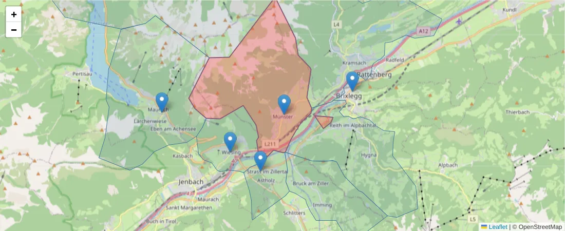 Karte des Postleitzahlen Bereichs  und der umliegenden Postleitzahlen in Deutschland