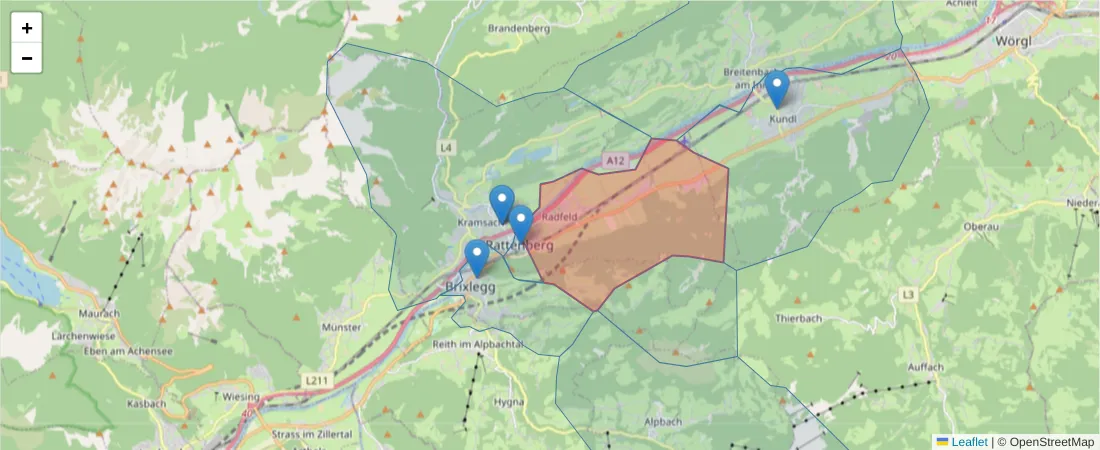 Karte des Postleitzahlen Bereichs  und der umliegenden Postleitzahlen in Deutschland