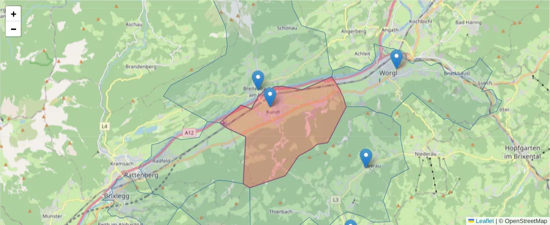 Karte des Postleitzahlen Bereichs  und der umliegenden Postleitzahlen in Deutschland