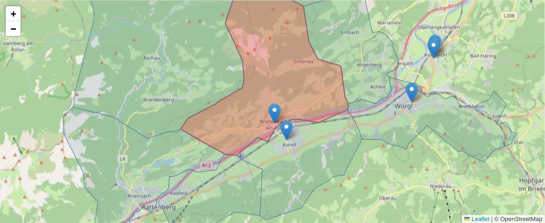 Karte des Postleitzahlen Bereichs  und der umliegenden Postleitzahlen in Deutschland