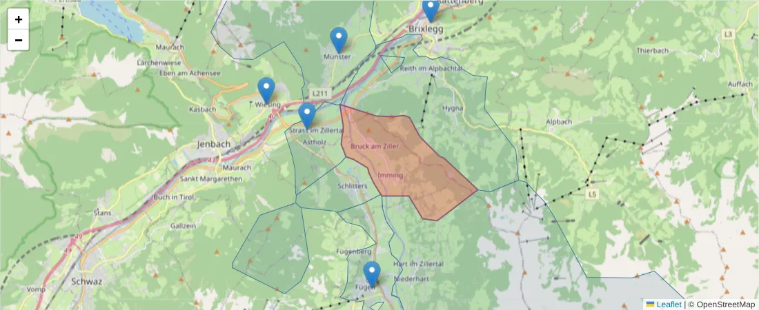 Karte des Postleitzahlen Bereichs  und der umliegenden Postleitzahlen in Deutschland
