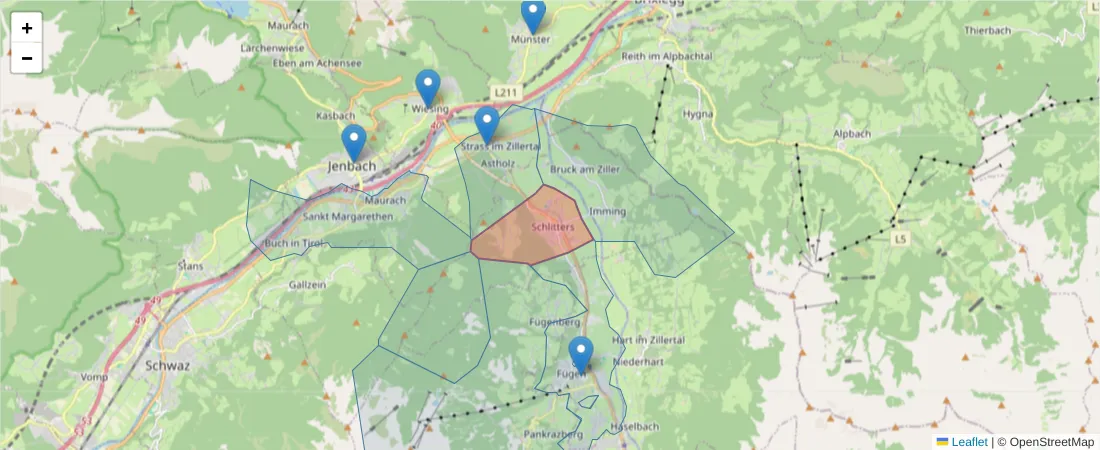 Karte des Postleitzahlen Bereichs  und der umliegenden Postleitzahlen in Deutschland