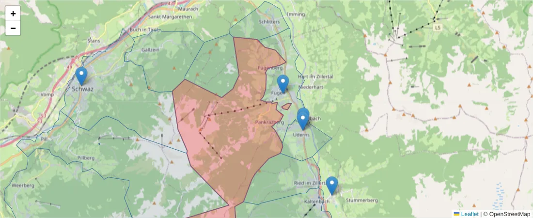 Karte des Postleitzahlen Bereichs  und der umliegenden Postleitzahlen in Deutschland