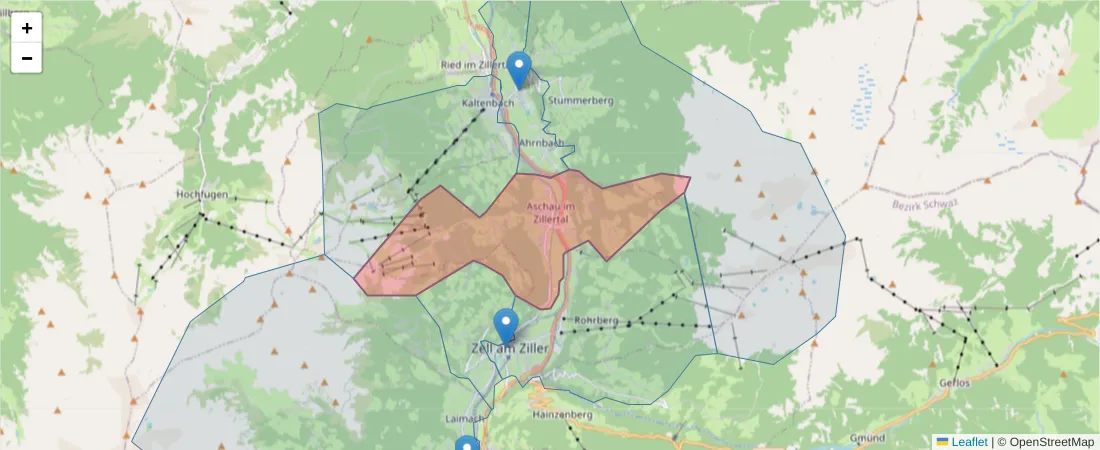 Karte des Postleitzahlen Bereichs  und der umliegenden Postleitzahlen in Deutschland