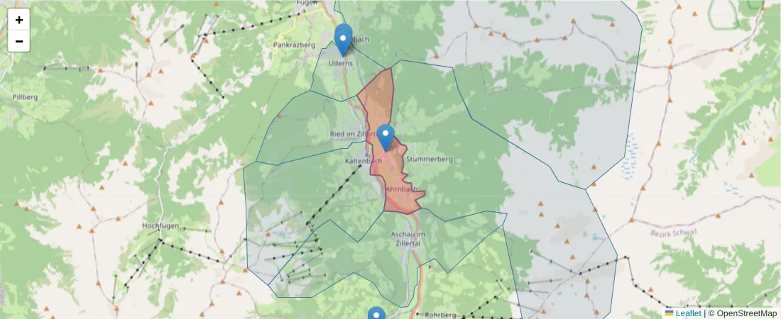 Karte des Postleitzahlen Bereichs  und der umliegenden Postleitzahlen in Deutschland