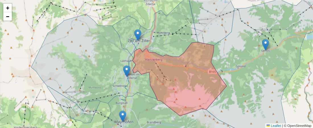 Karte des Postleitzahlen Bereichs  und der umliegenden Postleitzahlen in Deutschland