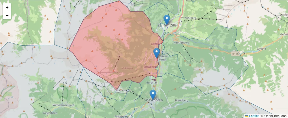 Karte des Postleitzahlen Bereichs  und der umliegenden Postleitzahlen in Deutschland