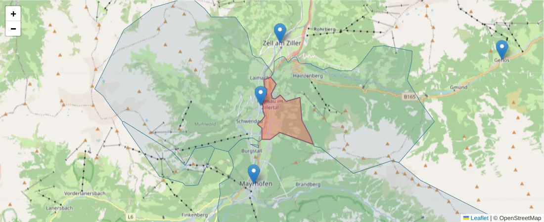 Karte des Postleitzahlen Bereichs  und der umliegenden Postleitzahlen in Deutschland