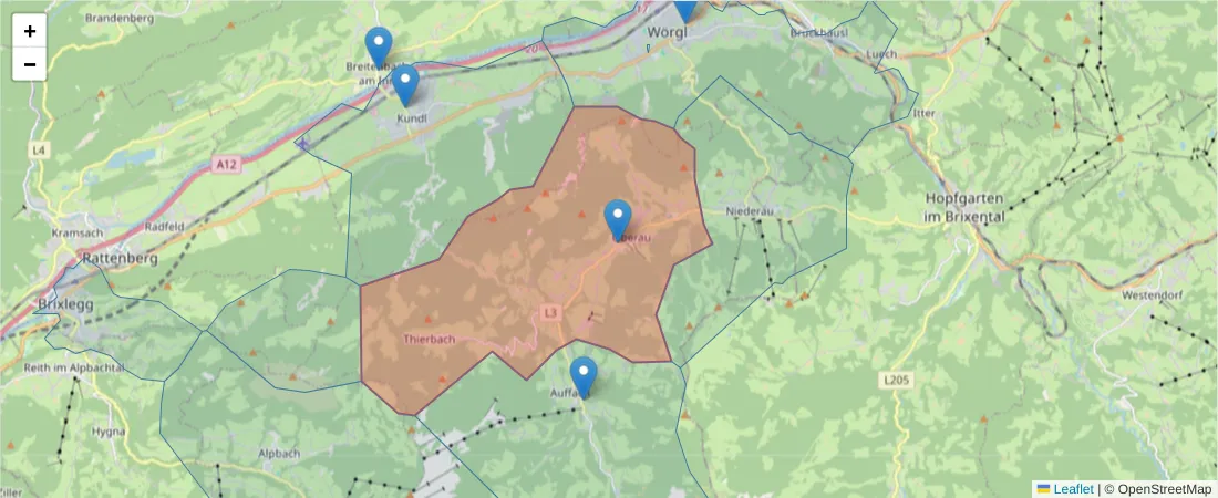 Karte des Postleitzahlen Bereichs  und der umliegenden Postleitzahlen in Deutschland