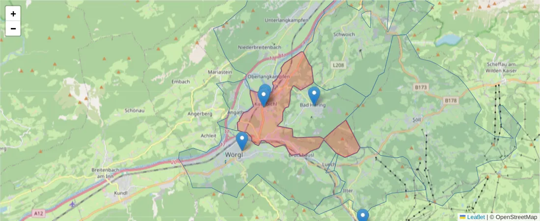 Karte des Postleitzahlen Bereichs  und der umliegenden Postleitzahlen in Deutschland