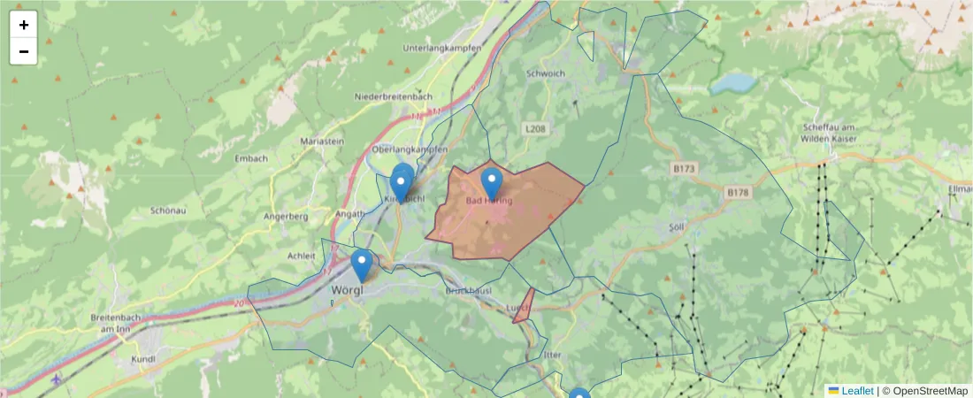 Karte des Postleitzahlen Bereichs  und der umliegenden Postleitzahlen in Deutschland