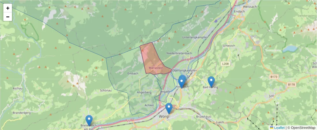 Karte des Postleitzahlen Bereichs  und der umliegenden Postleitzahlen in Deutschland