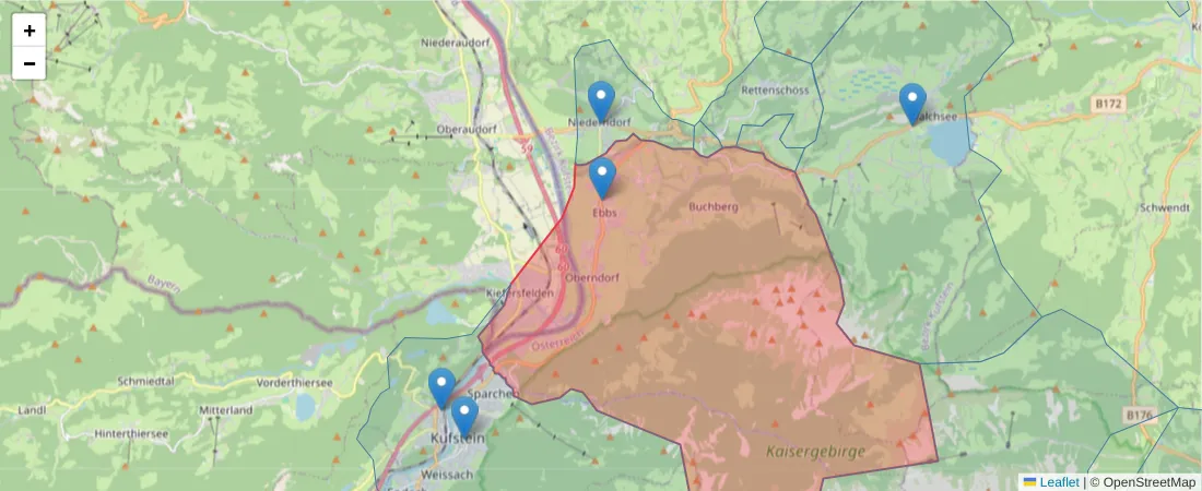 Karte des Postleitzahlen Bereichs  und der umliegenden Postleitzahlen in Deutschland