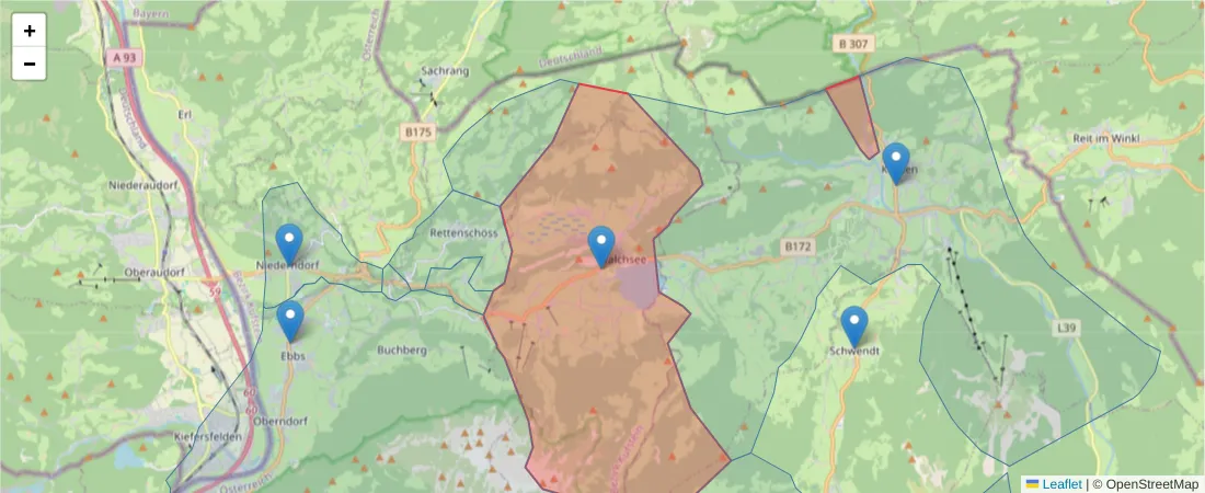 Karte des Postleitzahlen Bereichs  und der umliegenden Postleitzahlen in Deutschland
