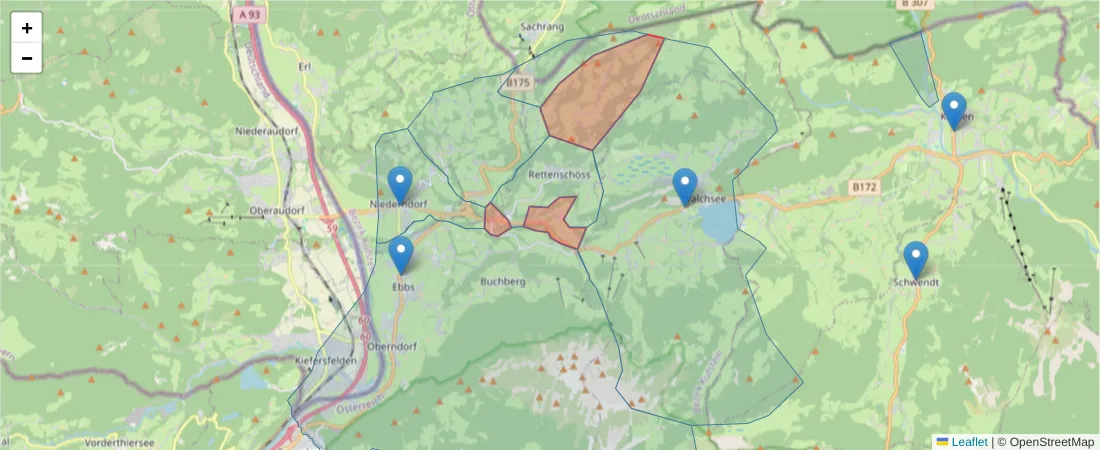 Karte des Postleitzahlen Bereichs  und der umliegenden Postleitzahlen in Deutschland